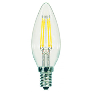 Satco S9960 5.5W CTC/LED/27K/CL/120V 5.5 Watt B11 LED Clear Candelabra base 2700K 500 Lumens 120 Volt - NOW S21273