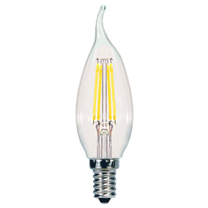 Satco S9963 5.5W CFC/LED/30K/CL/120V 5.5 Watt CA11 LED Clear Candelabra base 3000K 500 Lumens 120 Volt - NOW S21305
