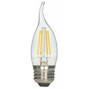 Satco S9965 5.5W EFC/LED/27K/CL/120V 5.5 Watt CA11 LED Flame tip shape Clear Medium base 2700K 500 Lumens 120 Volt