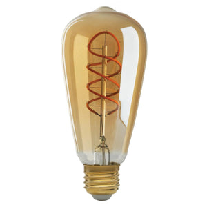 Satco S9967 4.5ST19/SPIRAL/LED/AMB/120V 4.5 Watt ST19 LED Amber Medium base 2000K 260 Lumens 120 Volt