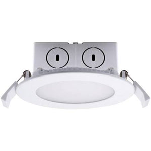 Bulbrite 773105 LED8JBOXDL/4/827/WHRD/D 8.5W LED 4" flat downlight W/ JBOX white round dimmable 2700K 120V