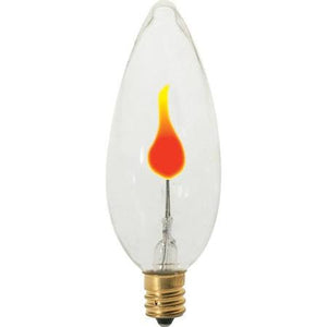 Satco S3659 3W CA8 Clear Flicker Flame Candelabra Base