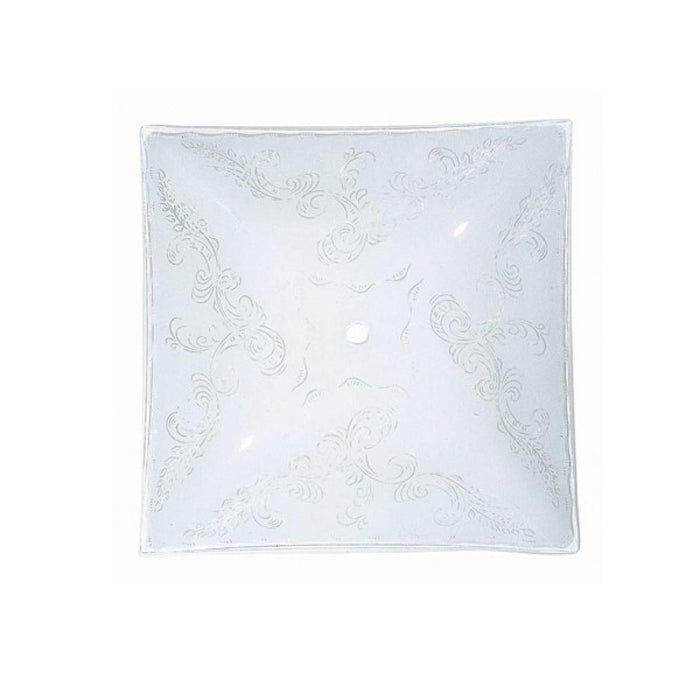 Satco 50-190 12 in. Square Glass Lamp Shade Fancy Clear Floral Pattern