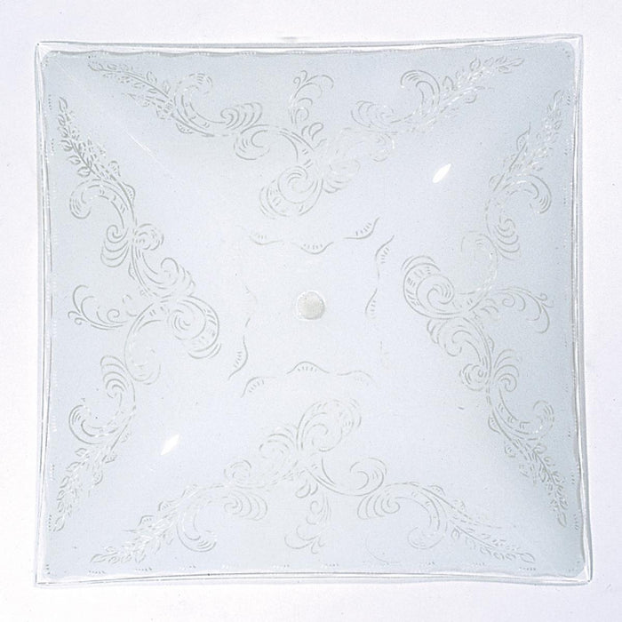 Satco 50-191 14 in. Square Glass Lamp Shade White Clear Floral Pattern