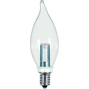 Satco S9153 1W CFC/LED/120V 1W 120V LED CA8 Candelabra E12 Clear