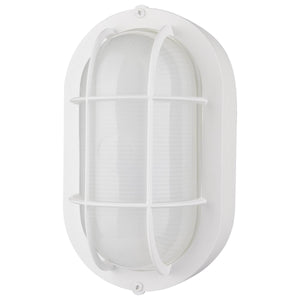 Satco 62-1390 LED Oval Bulk Head Fixture; White Finish with White Glass