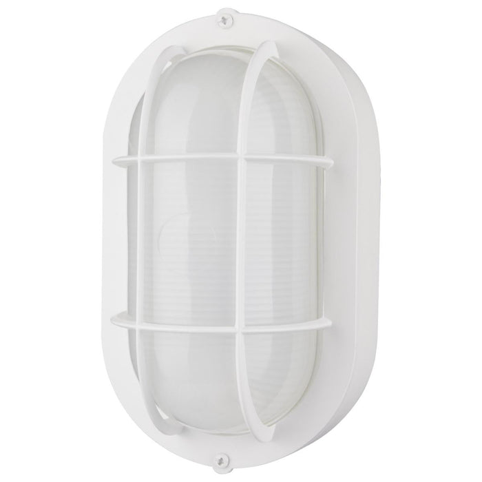 Satco 62-1390 LED Oval Bulk Head Fixture; White Finish with White Glass
