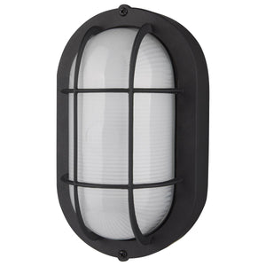 Satco 62-1391 LED Oval Bulk Head Fixture; Black Finish with White Glass