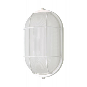 Satco 62-1410 LED Oval Bulk Head Fixture White Finish with White Glass