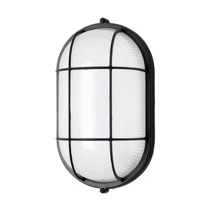 Satco 62-1411 LED Oval Bulk Head Fixture Black Finish with White Glass