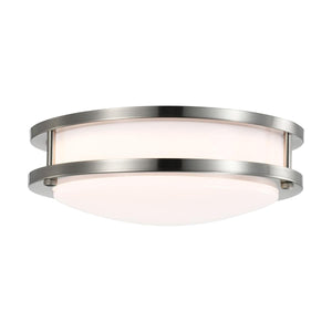 Satco 62-1561 16 Watt 10 inch LED Flush Mount Fixture 3000K Dimmable Brushed Nickel White Lens