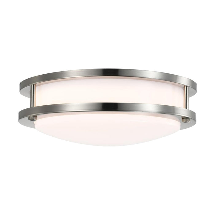 Satco 62-1561 16 Watt 10 inch LED Flush Mount Fixture 3000K Dimmable Brushed Nickel White Lens