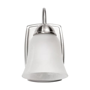 Satco 62-1567 8 Watt LED 1 Light Vanity Fixture 3000K Brushed Nickel with Alabaster Glass
