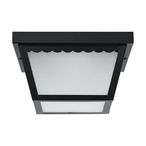 Satco 62-1572 12 Watt 9 inch LED Carport Flush Mount Fixture 3000K Dimmable Black Finish with Frosted Glass