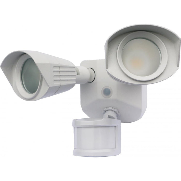 Satco 65-217 LED Security Light; Dual Head; White Finish; 4000K; Motion Sensor