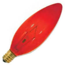 Satco S3219 25b9 1/2/R 25W Incandescent Candelabra Base Red