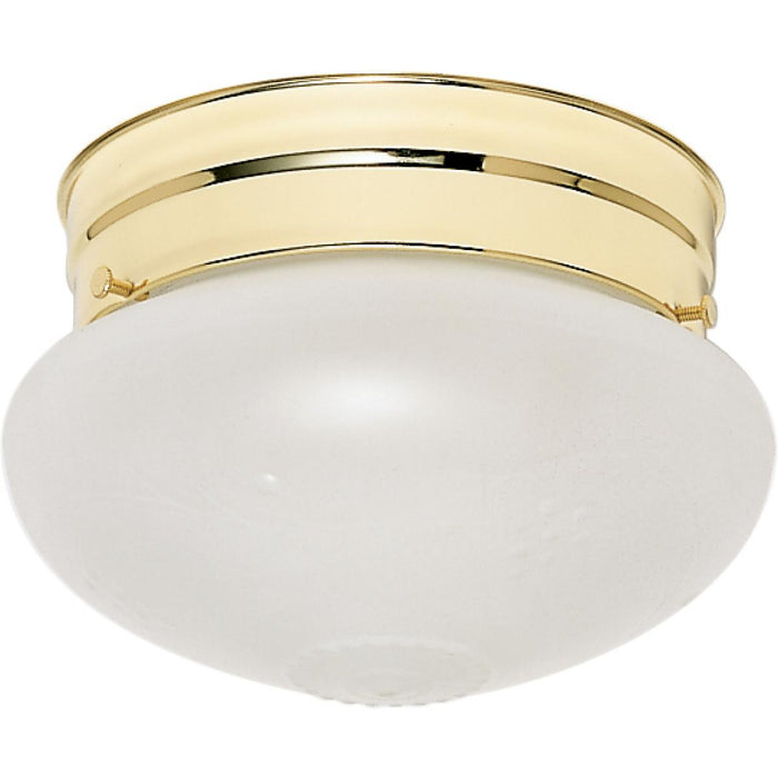 Satco 77-123 1 Light - 6" - Flush Mount - Small Frosted Grape Mushroom - Polished Brass Finish