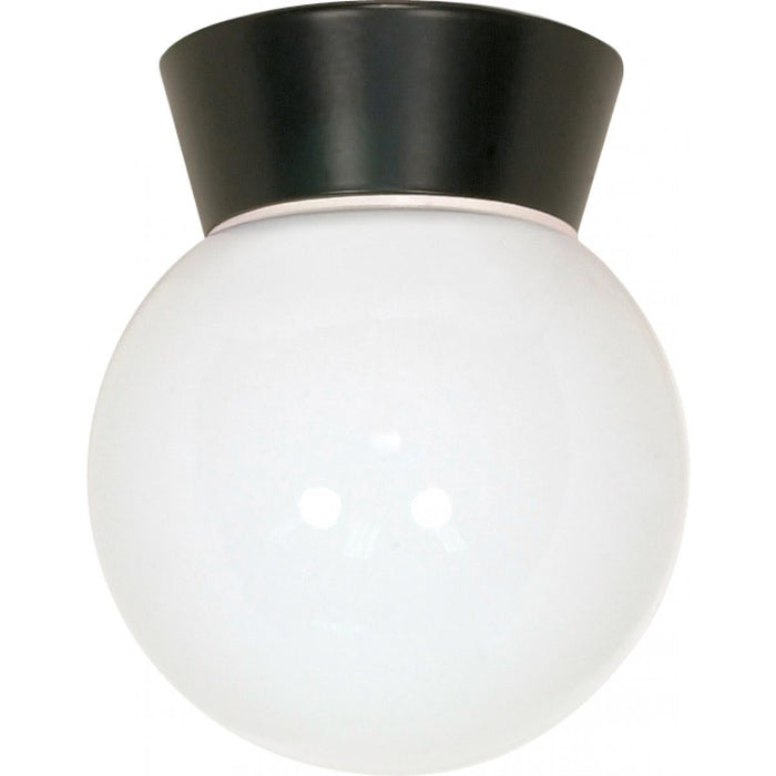 Satco 77-153 1 Light - 8" - Utility Ceiling Mount - With White Glass Globe - Bronzotic Finish