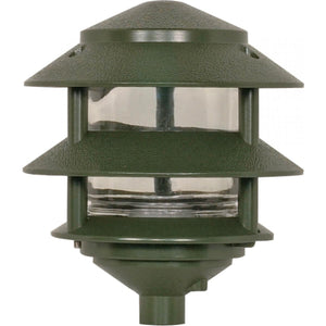 Satco 77-323 Pagoda Garden Fixture Small Hood 1 light 2 Tier Green Finish