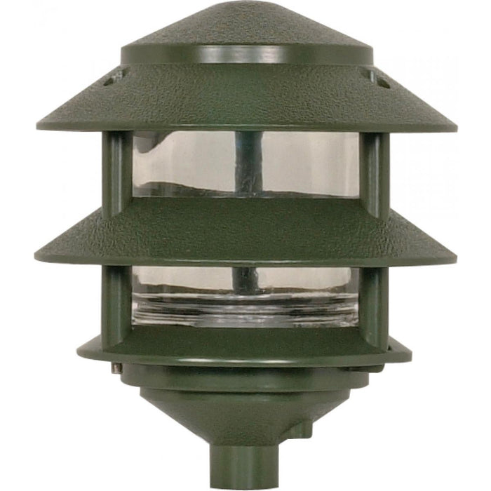 Satco 77-323 Pagoda Garden Fixture Small Hood 1 light 2 Tier Green Finish