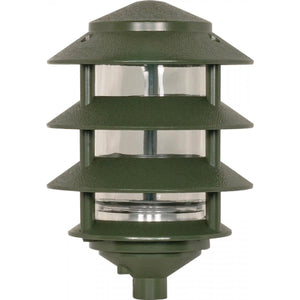 Satco 77-324 Pagoda Garden Fixture Small Hood 1 light 3 Tier Green Finish