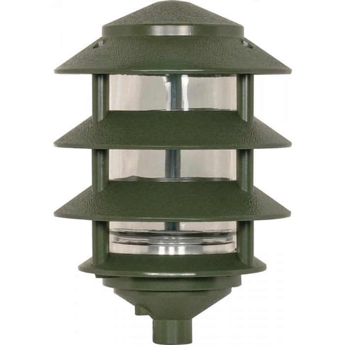 Satco 77-324 Pagoda Garden Fixture Small Hood 1 light 3 Tier Green Finish