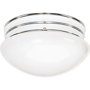 Satco 77-346 2 Light - 10" - Flush Mount - Medium White Mushroom - Polished Chrome Finish