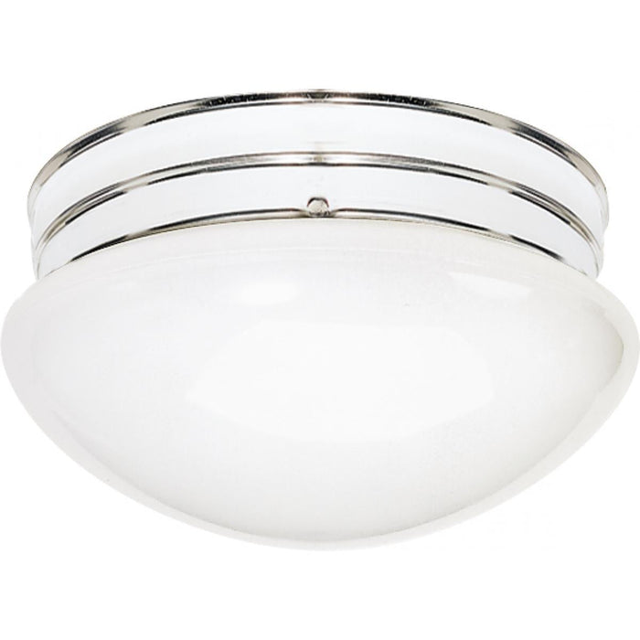 Satco 77-346 2 Light - 10" - Flush Mount - Medium White Mushroom - Polished Chrome Finish