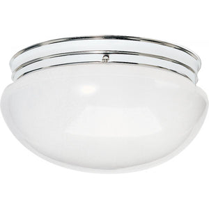 Satco 77-347 2 Light - 12" - Flush Mount - Large White Mushroom - Polished Chrome Finish