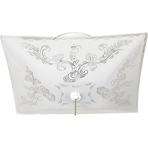Satco 77-392 2 Light - 12" - Ceiling Fixture - Square Floral / with Pull Chain - White Finish