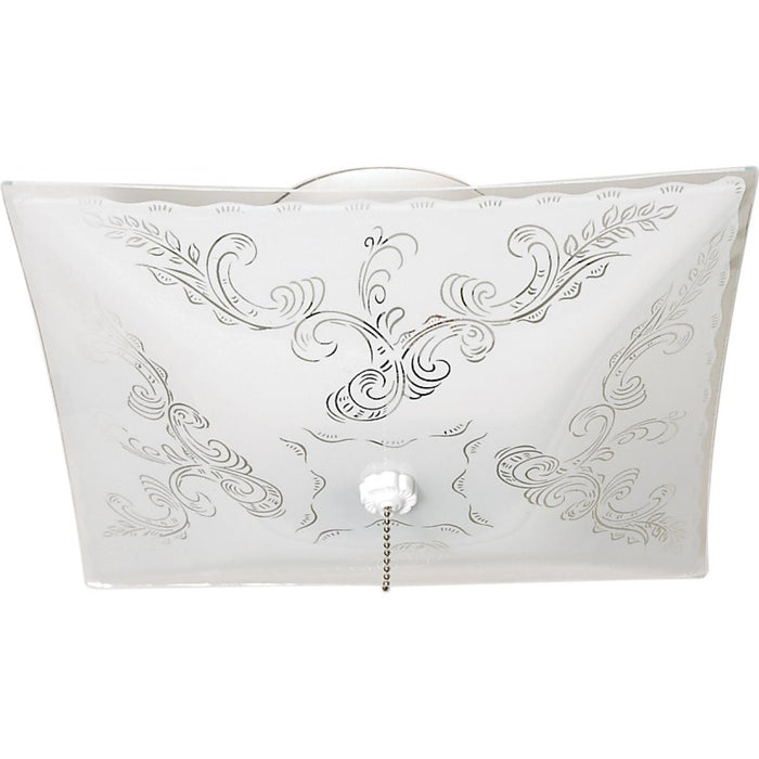 Satco 77-392 2 Light - 12" - Ceiling Fixture - Square Floral / with Pull Chain - White Finish
