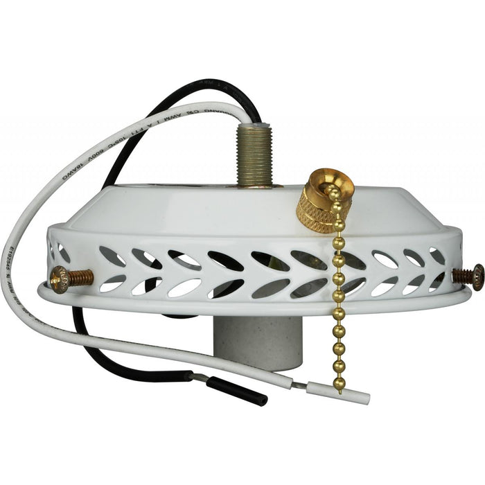 Satco 77-462 4" Wired Fan Light Holder With On-Off Pull Chain And Intermediate Socket Brass Finish