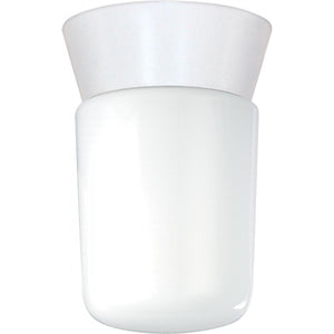 Satco 77-533 1 Light - 8" - Utility Ceiling Mount - With White Glass Cylinder - White Finish