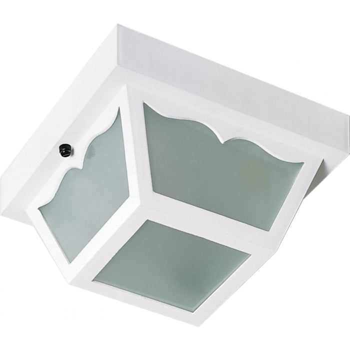 Satco 77-835 1 Light - 8" - Carport Flush Mount - With Frosted Acrylic Panels - White Finish