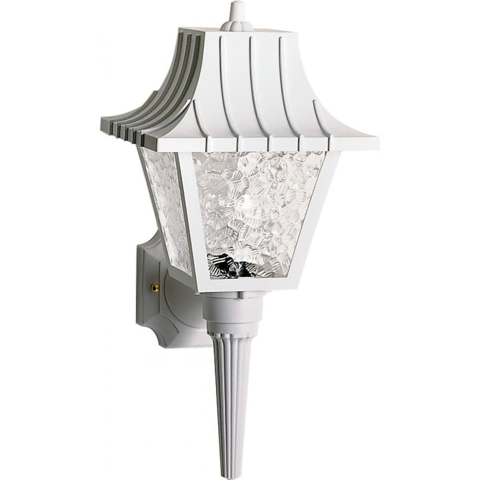 Satco 77-853 1 Light - 18" - Wall Lantern - Mansard Lantern with Textured Acrylic Panels - White Finish