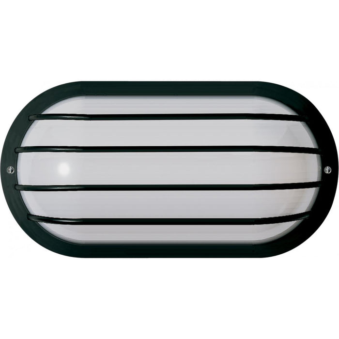 Satco 77-857 1 Light - 10" - Oval Cage Wall Fixture - Polysynthetic Body & Lens - Black Finish