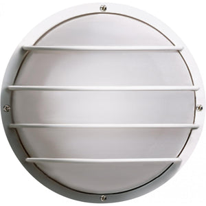 Satco 77-861 1 Light - 10" - Round Cage Wall Fixture - Polysynthetic Body & Lens - White Finish
