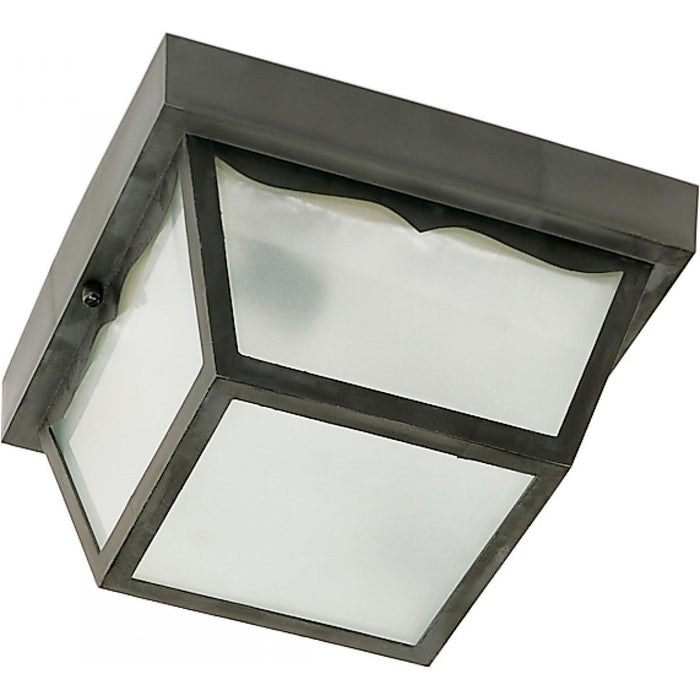 Satco 77-863 1 Light - 8" - Carport Flush Mount - With Frosted Acrylic Panels - Black Finish