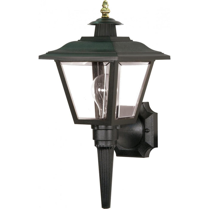 Satco 77-897 1 Light - 17" Coach Lantern with Brass Finial Acrylic Panels - White Finish