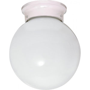 Satco 77-948 1 Light - 8" Flush White Glass - White Finish