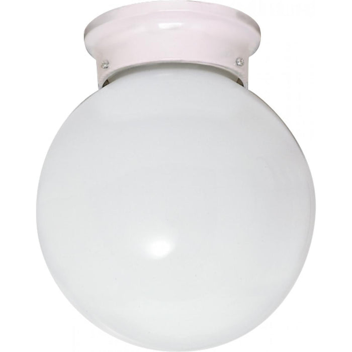 Satco 77-948 1 Light - 8" Flush White Glass - White Finish