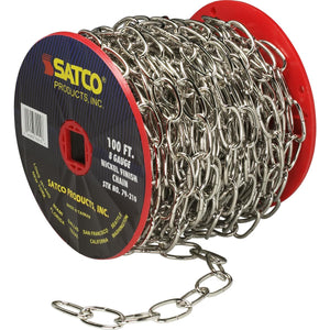 Satco 79-210 8 Ga. Chain Nickel Finish 100 ft. to Reel 1 Reel To Master 35lbs Max