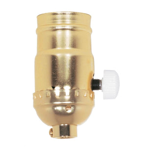 Satco 80-1014 150W Full Range Turn Knob Dimmer Socket 1/8 IPS Aluminum Brite Gilt Finish 120V