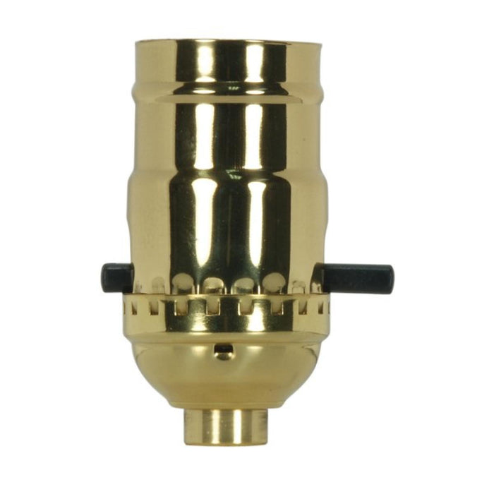 Satco 80-1022 On-Off Push Thru Socket 1/8 IPS 3 Piece Stamped Solid Brass Polished Brass Finish 660W 250V