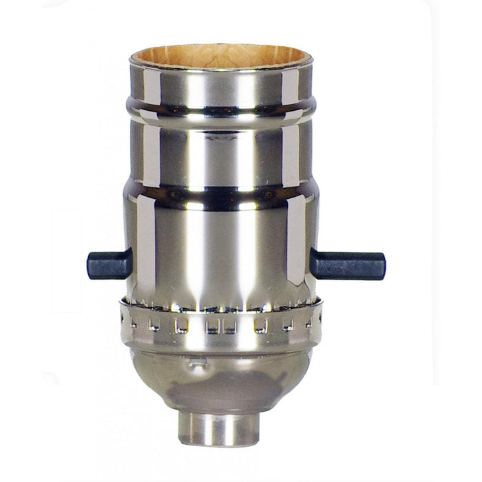 Satco 80-1023 On-Off Push Thru Socket 1/8 IPS 3 Piece Stamped Solid Brass Polished Nickel Finish 660W 250V