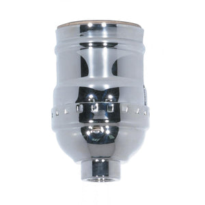 Satco 80-1029 Short Keyless Socket 1/8 IPS 3 Piece Stamped Solid Brass Polished Nickel Finish 660W 250V