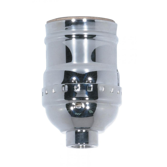 Satco 80-1029 Short Keyless Socket 1/8 IPS 3 Piece Stamped Solid Brass Polished Nickel Finish 660W 250V