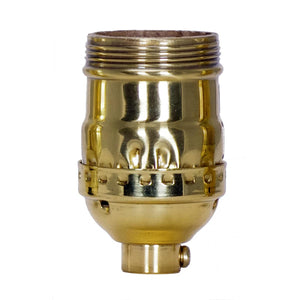 Satco 80-1038 Short Keyless Socket 1/8 IPS 3 Piece Stamped Solid Brass Polished Brass Finish 660W 250V Uno Thread