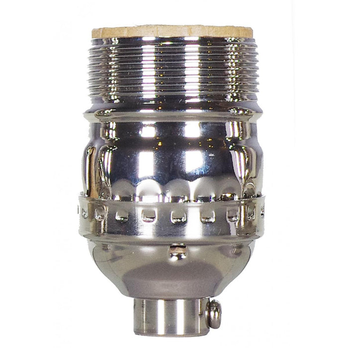 Satco 80-1039 Short Keyless Socket 1/8 IPS 3 Piece Stamped Solid Brass Polished Nickel Finish 660W 250V Uno Thread