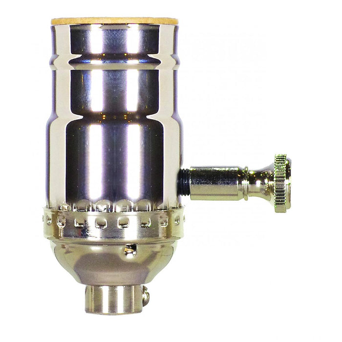 Satco 80-1043 150W Full Range Turn Knob Dimmer Socket 1/8 IPS 3 Piece Stamped Solid Brass Polished Nickel Finish 120V